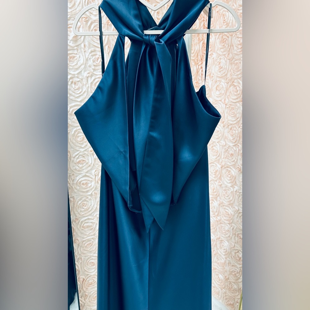 Elegant Teal Satin Dress